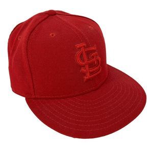 New Era 59Fifty St. Louis Cardinals Fitted Hat Solid Red MLB Cap Sz 7 1/8 3214